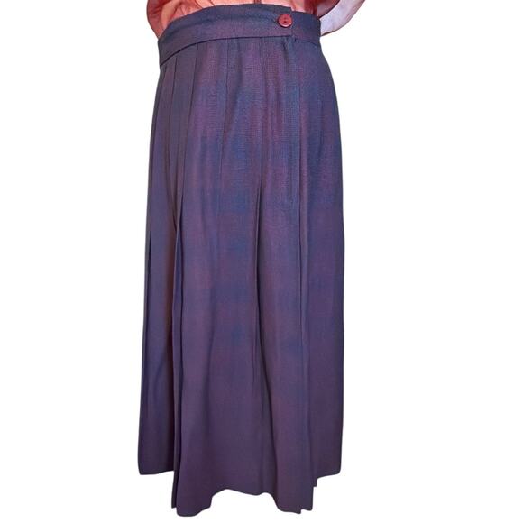 VTG JoS A Bank Pleated Plaid Skirt Wool Blend M Blue Red Heritage Brit Preppy - Picture 2 of 11